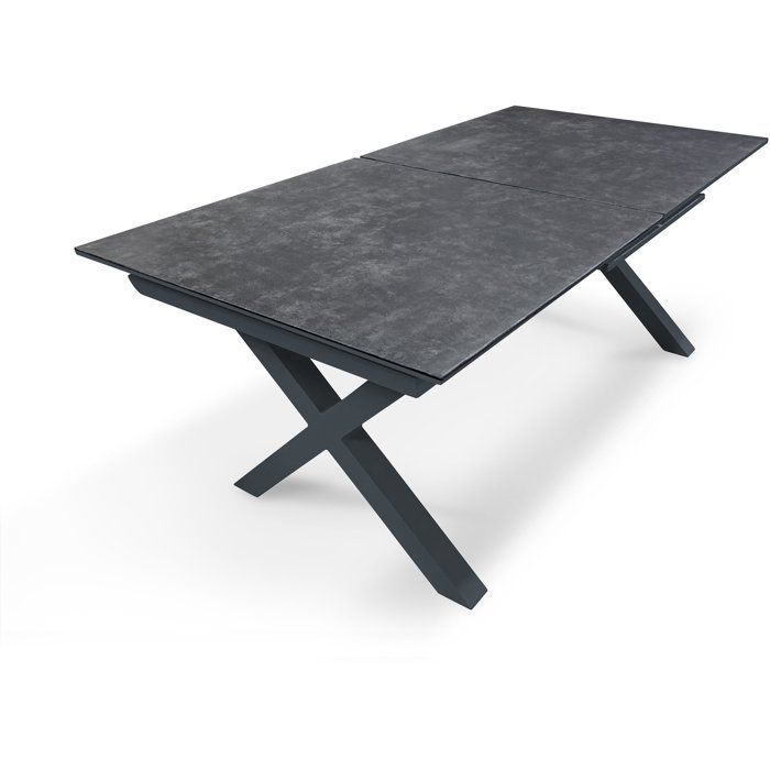 Table de Jardin Floride en Aluminium et Céramique - Gris Anthracite - 180/240 x 100 cm