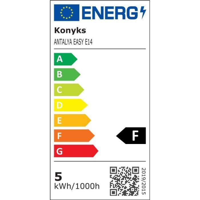 Konyks Antalya E14 Easy - Ampoule LED connectée Wi-Fi + Bluetooth, 5W, Couleurs RGB + Blanc réglable, compatible Alexa & Google Home