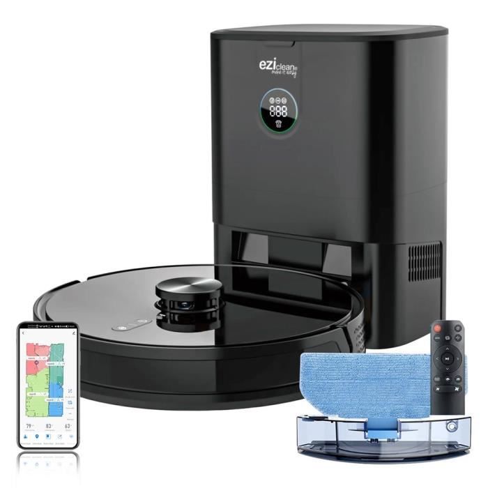 Robot aspirapolvere e lavapavimenti connesso con base aspirante EZICLEAN I-Bot Z7 Smart - 240 min - 3Kpa - 300m² - 3L