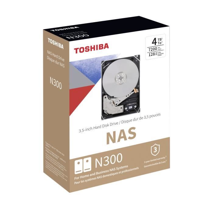 TOSHIBA - Disque dur Interne - N300 - 4To - 7200 tr/min - 3.5 Boite Retail (HDWQ140EZSTA)