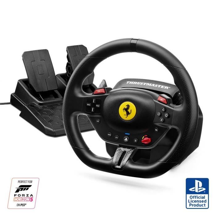 Volant + p�dalier - Thrustmaster - T98-P Ferrari 296 GTB - Sans systeme audio - USB filaire - Noir
