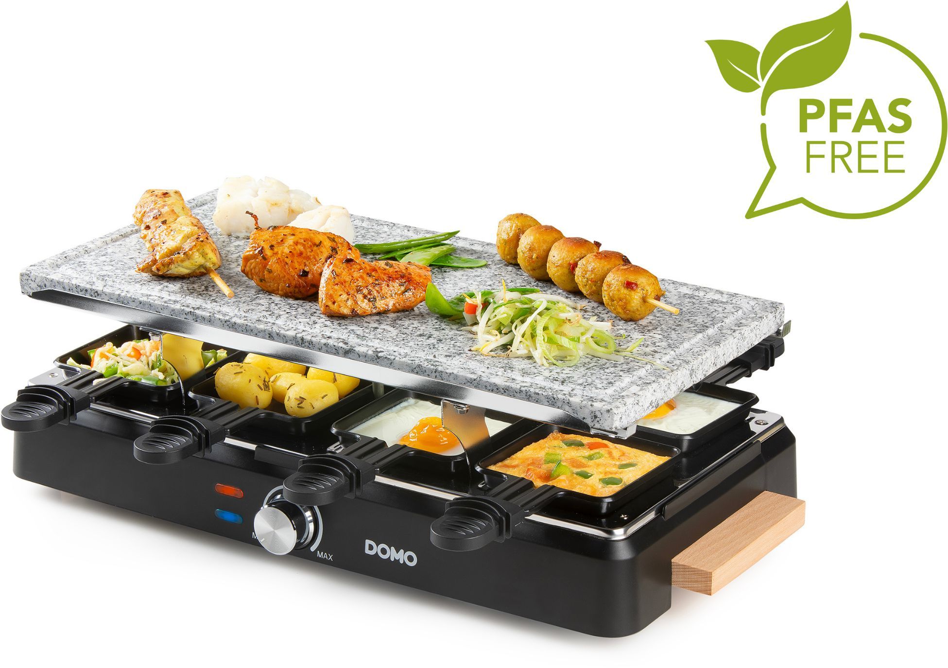 Appareil a raclette - DOMO - DO9262G - 8 personnes - Pierre a cuire - Gril - 1400 W