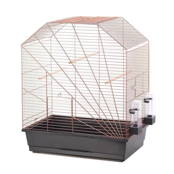 DUVO+ Cage Copper Lexa 54 x 34 x 64,5 cm - 3,5 kg - Noir et cuivre - Pour oiseaux
