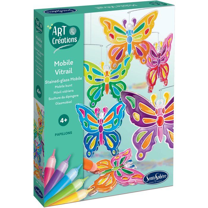 Kit de Création Mobile Vitrail Papillons - Activité Artistique pour Enfants