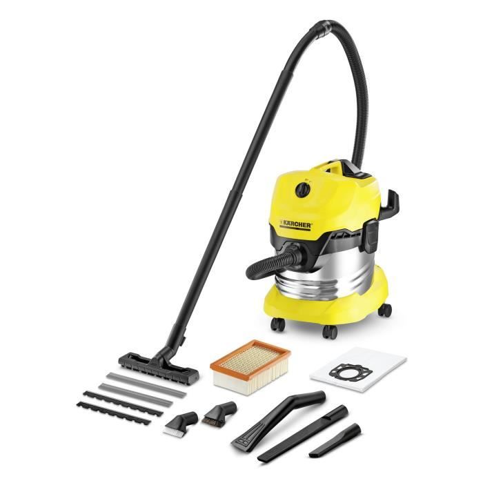 Aspirateur eau et poussiere KARCHER WD4 Premium CAR - Cuve Inox - 20L (Livré avec brosses et suceurs spéciaux)