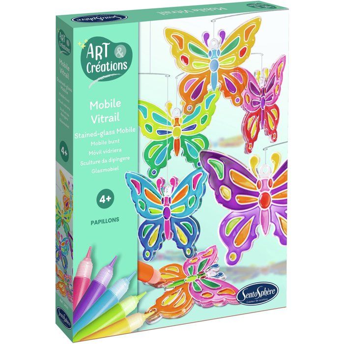 Image secondaire de Kit de Création Mobile Vitrail Papillons - Activité Artistique pour Enfants