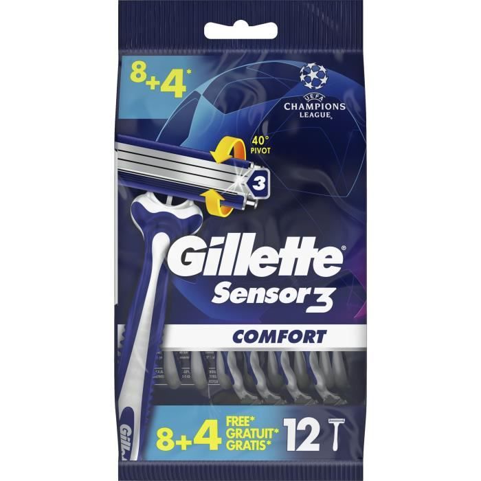 GILLETTE Rasoir jetable Sensor3 8+4