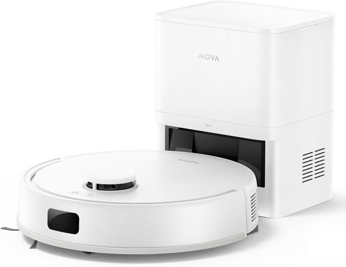 MOVA E20 Plus - Robot Aspirateur Laveur avec Vidage Automatique, Auto-vidangeable Pendant 90 Jours, 5000Pa