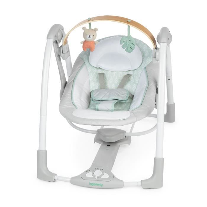 INGENUITY Transat bébé balancelle électrique pliable -Cosy Spot- arche jouets amovible, réglages balancement, minuterie, inclina