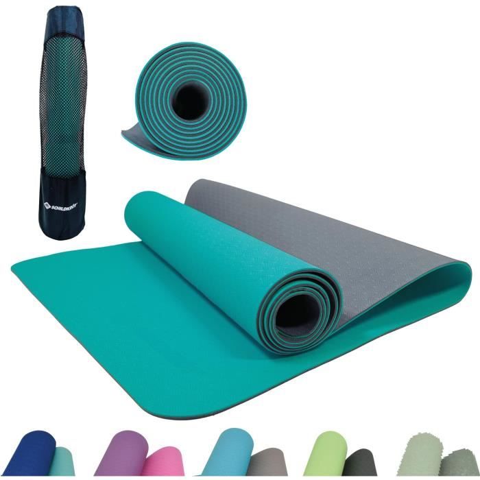 Tappetino yoga SCHILDKRÖT - Bicolore Antracite/Blu Petrolio - 180 x 61 cm - Spessore 4 mm