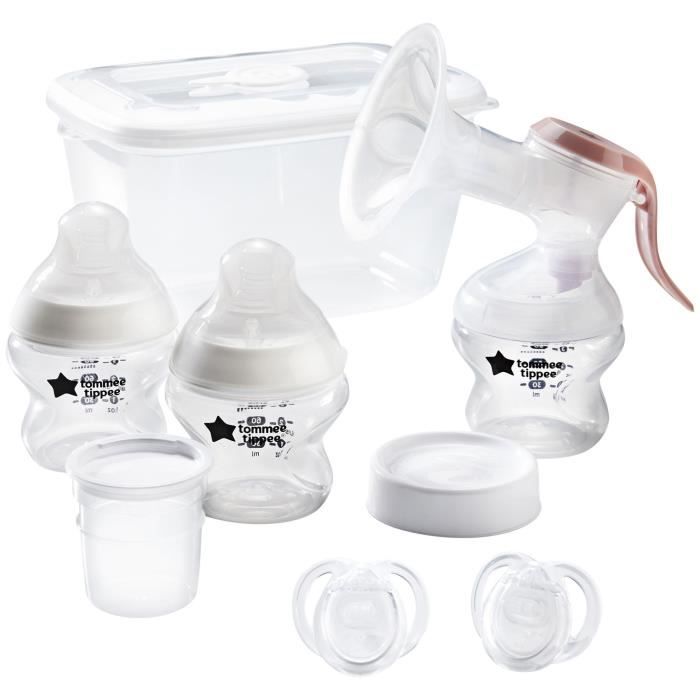 Tommee Tippee Tommee Tippee Starter Kit per l'allattamento al seno, tutto inclusivo, tiro manuale del seno e bottiglie