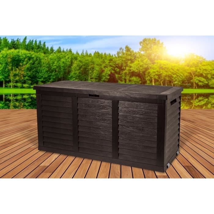 TOOD Malle / coffre de rangement en résine - 350 L - 119 x 52 x 58 cm - Marron aspect bois