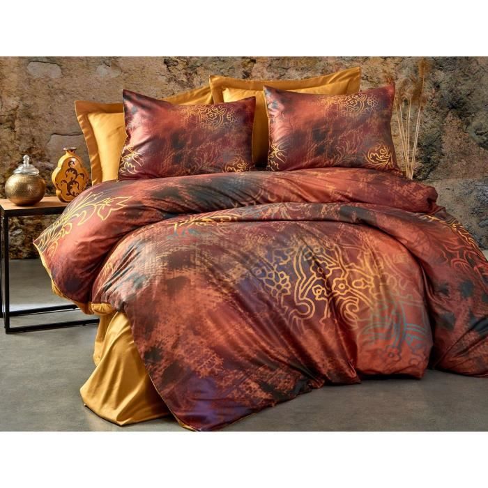 Completo letto - 1 copripiumino 220 x 240 cm + 2 federe 60 x 60 cm - 100% poliestere microsatin - Rosso