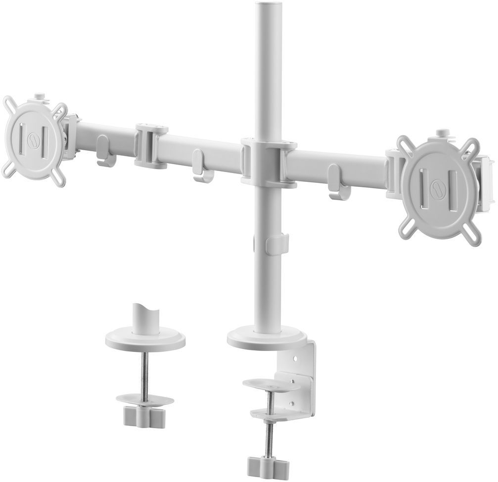 Support Moniteur Double Bras Blanc - Hauteur Réglable pour Écrans 13 à 32 pouces