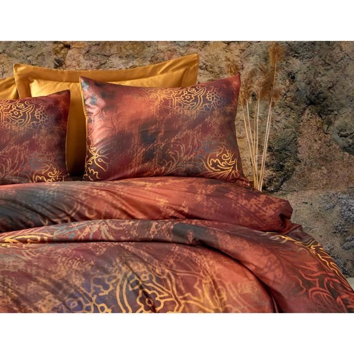 Image secondaire de Parure de lit - 1 housse de couette 220 x 240 cm + 2 taies d'oreiller 60 x 60cm - 100 % polyester microsatin - Rouge