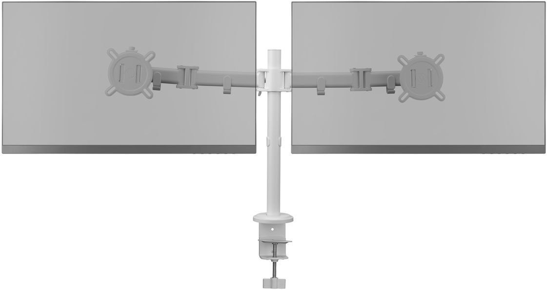 Image secondaire de Support Moniteur Double Bras Blanc - Hauteur Réglable pour Écrans 13 à 32 pouces