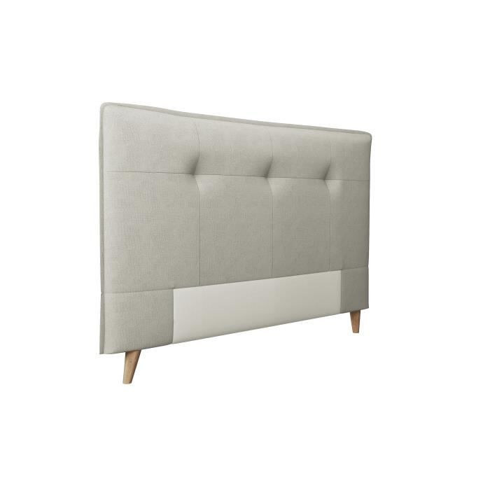 ALVA Tete de lit - Tissu Gris - L 165 cm