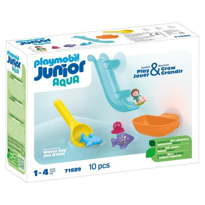 PLAYMOBIL Junior 71689 Scivolo acquatico e animali marini Include personaggio, animali e accessori - Età 18 mesi