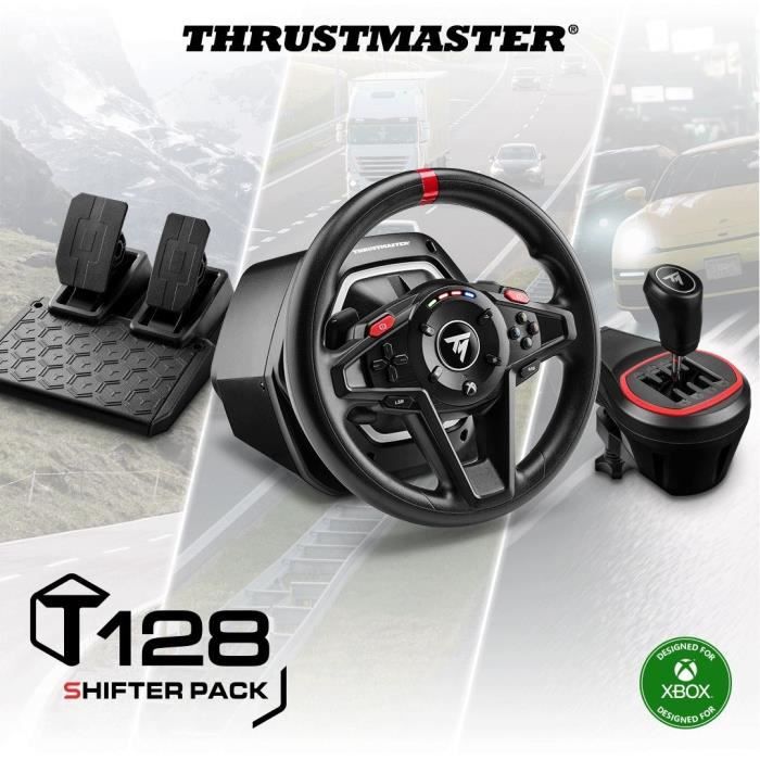 Volante da gaming - THRUSTMASTER - T128 X SHIFTER PACK - Per Xbox Series XS Xbox One e PC - Nero e Rosso