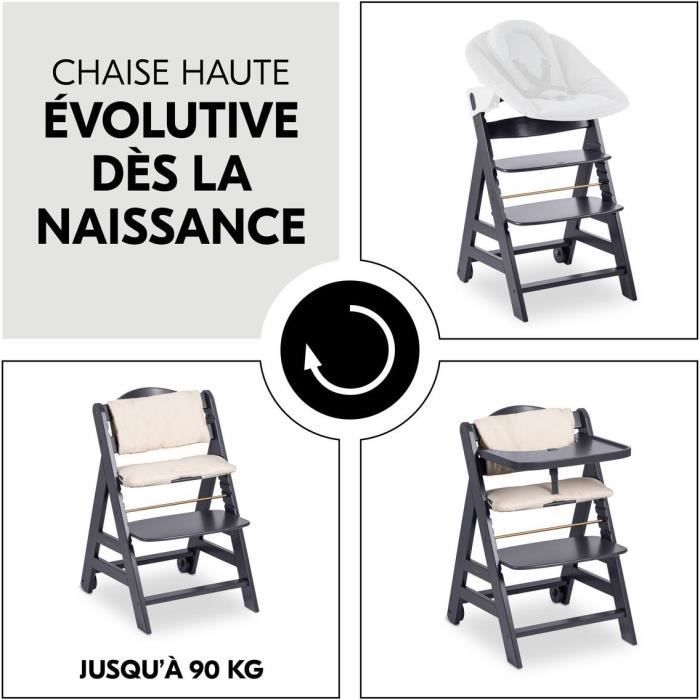 Image secondaire de Chaise haute - HAUCK - BETA+ - Evolutive - De 6 mois a 90 kg - Bois FSC - Harnais 5 points - Roulettes - Gris