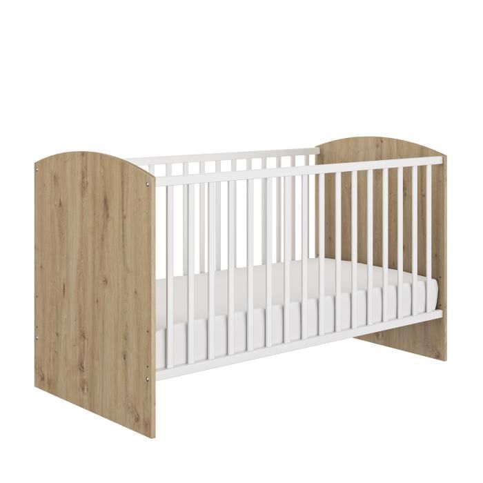 Chambre bébé Trio : Armoire + Lit + Commode a langer ARTHUR - Décor chene blond - 70 x 140 cm - GALIPETTE