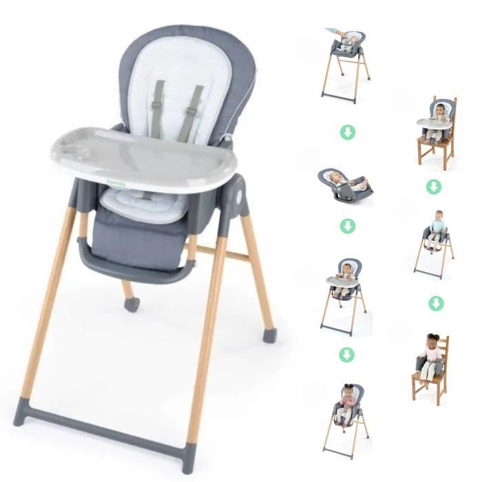 INGENUITY 7-in-1 High Chair from Birth to 5 Years Proper Positioner - Chambray - Baby Bouncer, Booster Seat, Seat