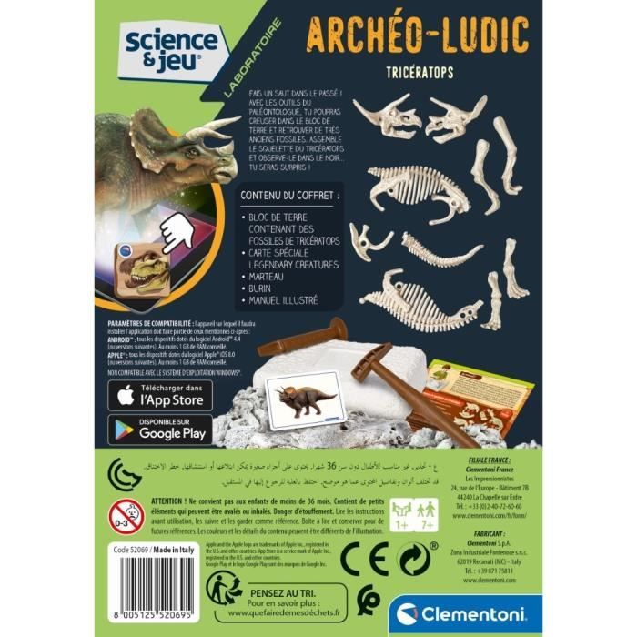 Clementoni - Science & Jeu - Archéo Ludic - Tricératops