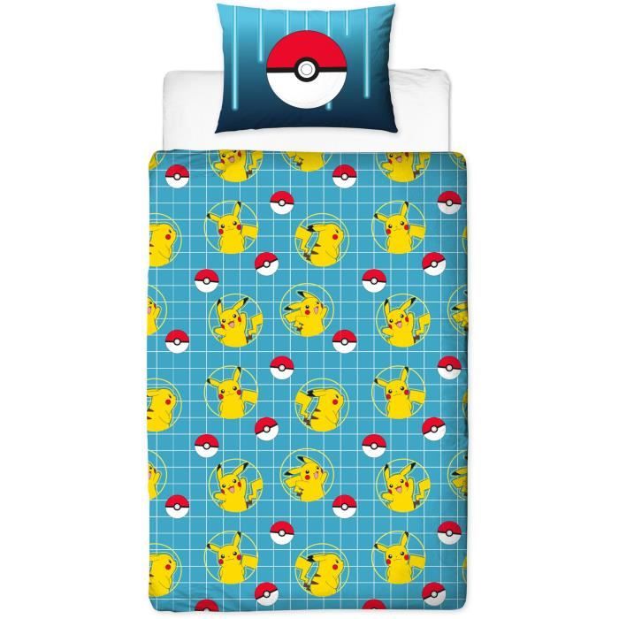 Image secondaire de Parure de lit réversible - POKEMON - Pikachu Laser - Microfibre - 1 housse de couette 140 x 200 cm + 1 taie 63 x 63 cm