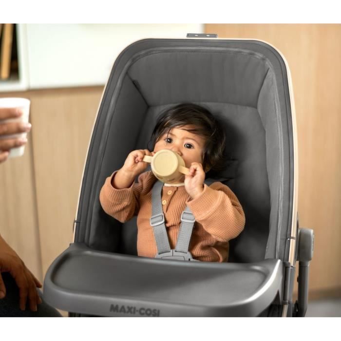 MAXI COSI Kit repas pour transat Alba, chaise haute bébé avec tablette + housse de protection Beyond Graphite, de 6 mois a 3 ans