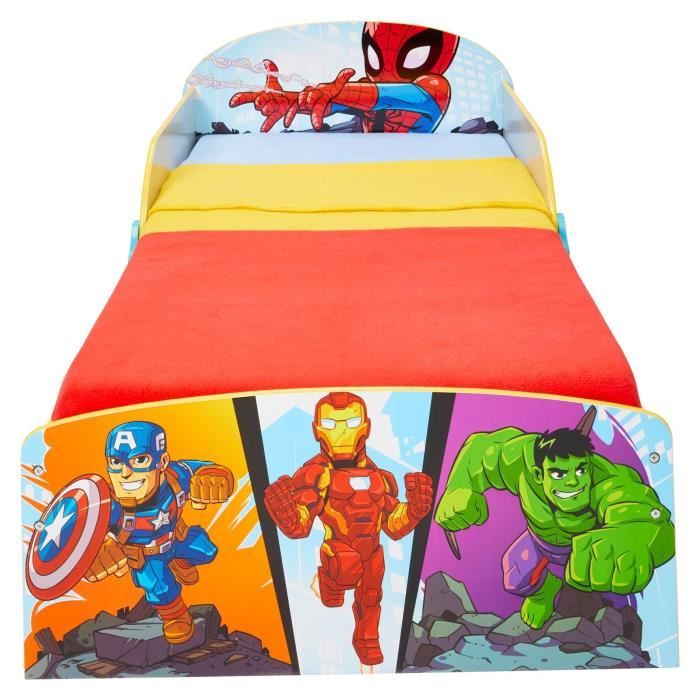 Marvel Super-héros - Lit pour enfants avec espace de rangement sous le lit, pour matelas 140cm x 70cm