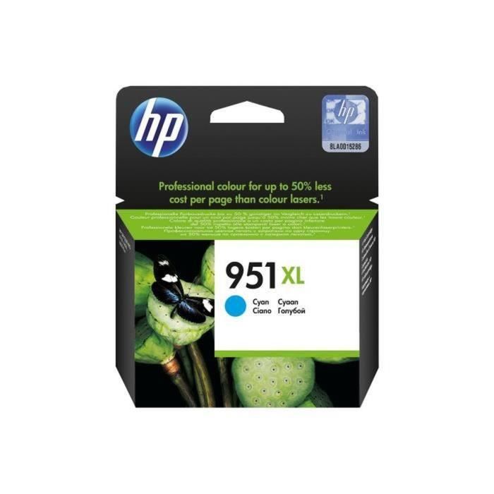 HP 951XL Cartouche d'encre cyan grande capacité authentique (CN046AE) pour HP OfficeJet Pro 251dw/276dw/8100/8600