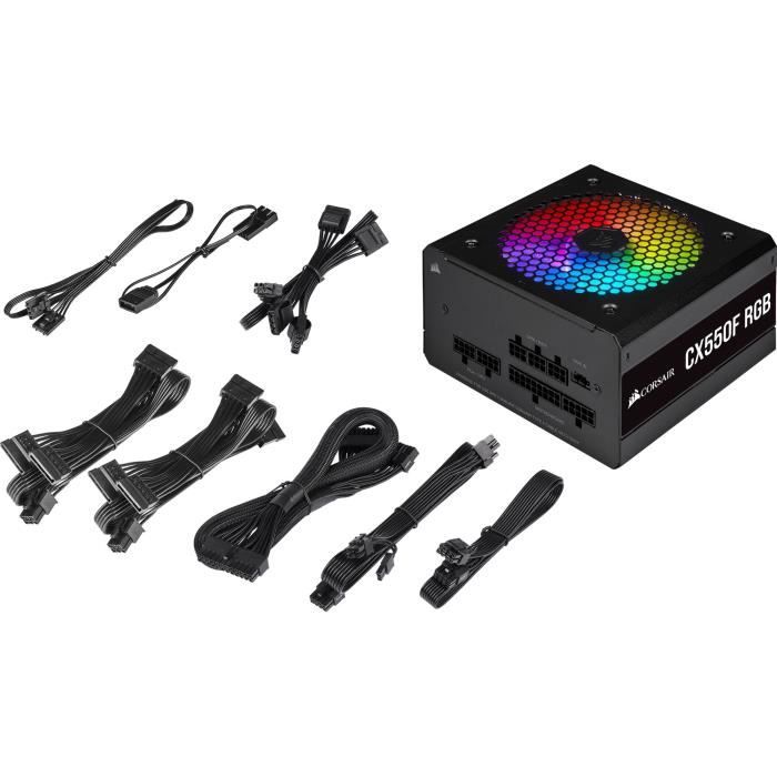 CORSAIR Alimentation PC - CX RGB Series CX550F - 550W - 80 PLUS Bronze - Modulaire - Noire (CP-9020216-EU)