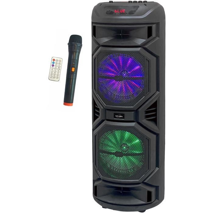 Altavoz Karaoke iluminado - INOVALLEY - HP59-XXL - Bluetooth V5.0 - 80 cm - 800 W - Negro