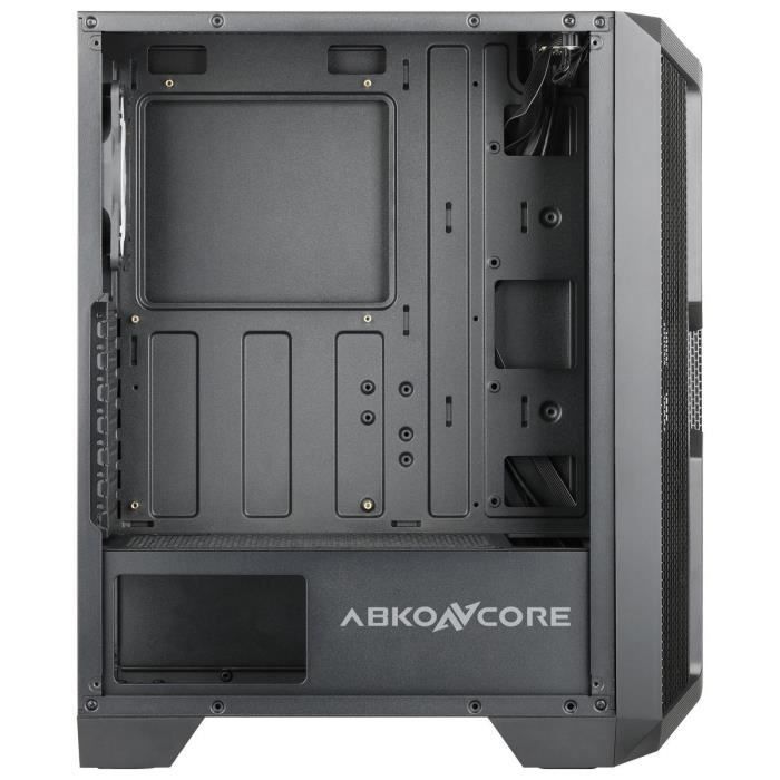 ABKONCORE BOITIER PC H250X - Moyen Tour - rétro éclairage RGB - Noir - Verre trempé - Format ATX (ABKO-H-250X-G)