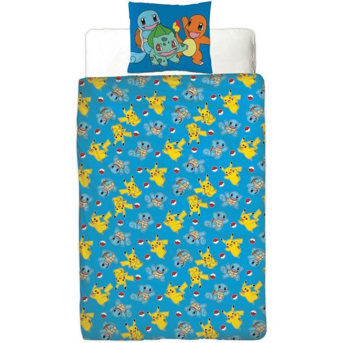 Image secondaire de Parure de lit réversible - POKEMON - Pikachu et Starter 1G II - Microfibre - 1 housse de couette 140 x 200 cm + 1 taie 63 x 63 c