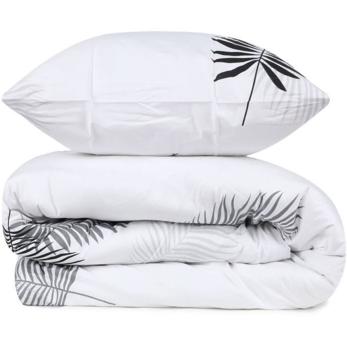 Image secondaire de Parure de lit - 1 housse de couette 220 x 240 cm + 2 taies d'oreiller 60 x 60 cm - 100% coton renforcé - Gris