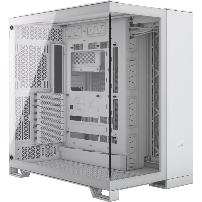 Caja para PC - CORSAIR - C�mara media torre de vidrio templado 6500X con doble c�mara - Blanco