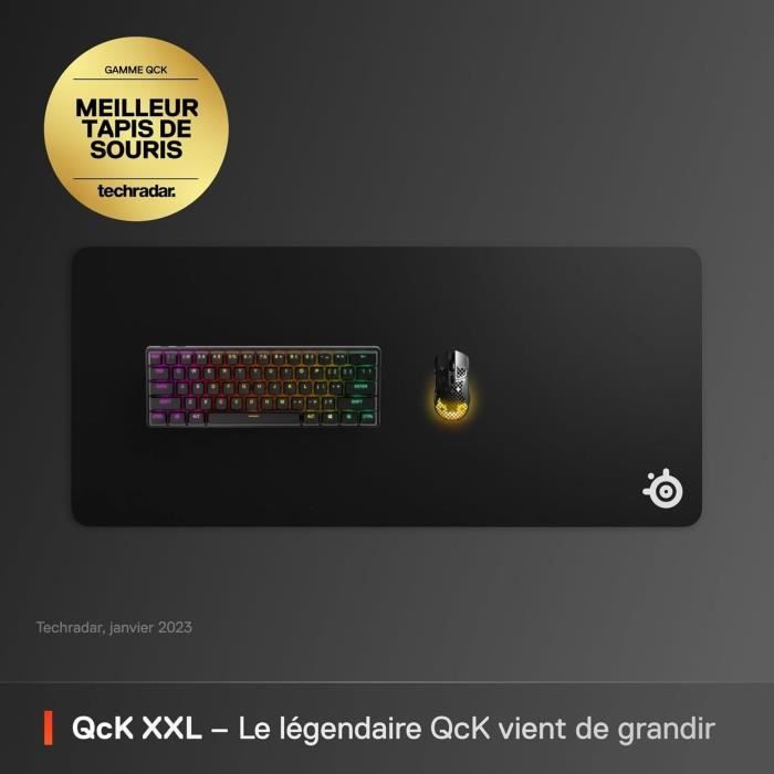 Image secondaire de Tapis de souris gaming - STEELSERIES - QCK XXL - Avec surface micro tissée - 900 x 400 mm x 2 mm - Noir