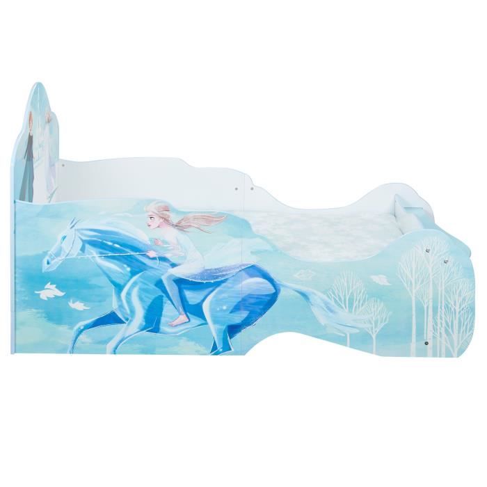 Disney La Reine des Neiges - Lit pour enfants avec étagere et tiroir de rangement sous le lit pour matelas 140cm x 70cm