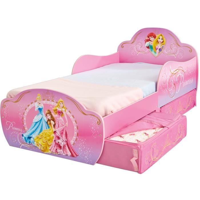 Disney Princesse - Lit pour enfants avec tiroirs de rangement sous le lit pour matelas 140cm x 70cm
