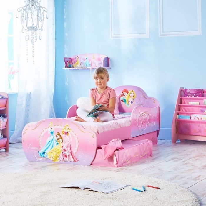 Disney Princesse - Lit pour enfants avec tiroirs de rangement sous le lit pour matelas 140cm x 70cm