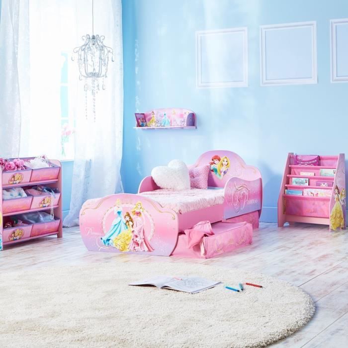 Disney Princesse - Lit pour enfants avec tiroirs de rangement sous le lit pour matelas 140cm x 70cm