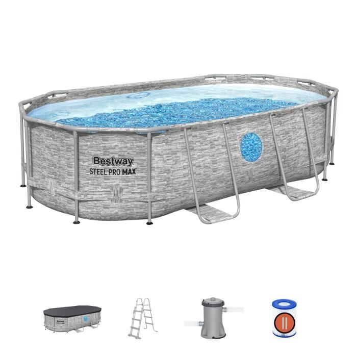 Kit Piscine Hors Sol Tubulaire BESTWAY Steel Pro MAX Ovale 427 x 250 cm