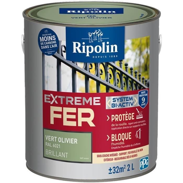 Iron paint - RIPOLIN - 396707 - Olive green - Glossy - 2 L
