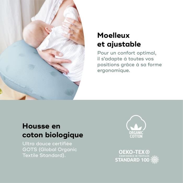 Babymoov B.LOVE Coussin de Maternité & Allaitement avec Remplissage Microbilles ultra-fines - Made in Europe, Bleu