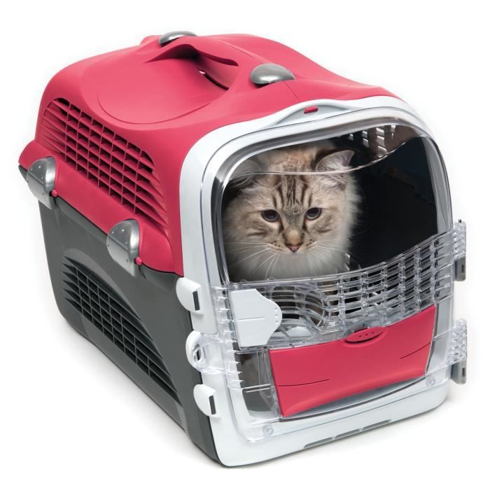 Image secondaire de la Cage de transport pour chat - CATIT - Cabrio - Multifonctionelle - Ouverture 360° - Rouge