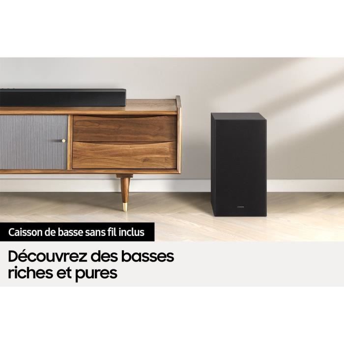 SAMSUNG - Barre de son HW-B450 2.1ch 300W + Caisson sans fil 6,5'' + Adaptative Sound Lite + Mode Jeu + Bass Boost