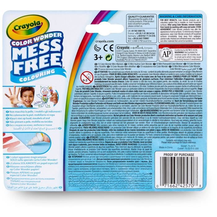 Crayola - 10 Mini-feutres Color Wonder - Coloriage magique