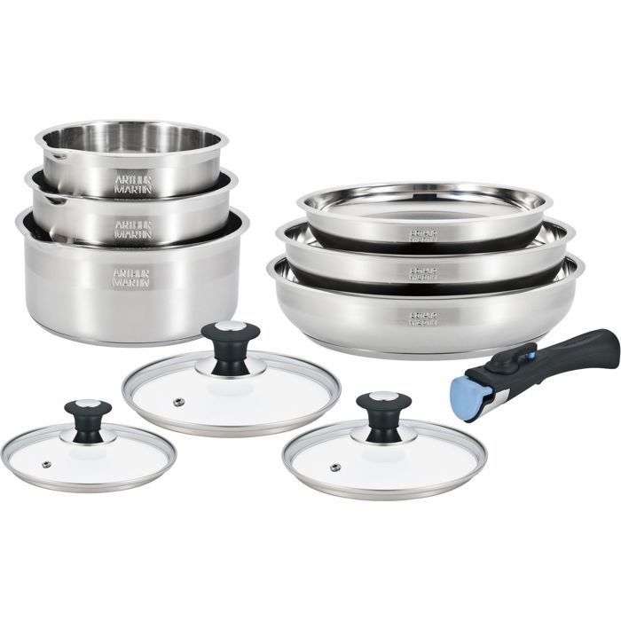 Batterie de Cuisine Induction 10 Pièces en Acier Inoxydable - Arthur Martin