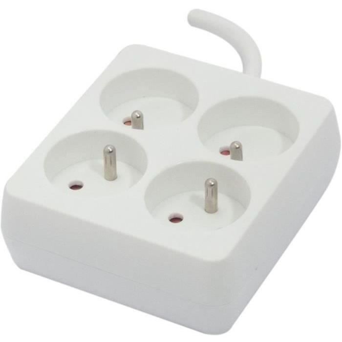 CHACON Blocco quadrato 4 x 16 A con cavo da 1,5 m - Bianco